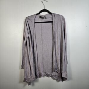 Tahari 100% Linen Cardigan Gray Open Front Lightweight Long Sleeve Womens XS